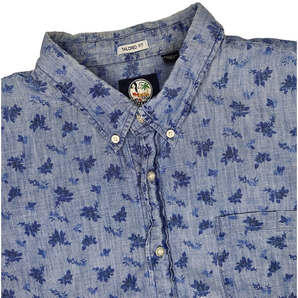 Reyn Spooner Tailored Fit Size 2XL Floral Cotton Hawaiian Shirt Blue